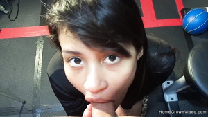 Big titty girl fucks her boyfriend in the workout room