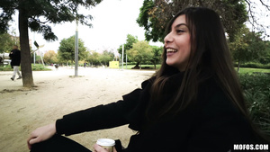 Cute brunette teen agrees to do anal outdoor