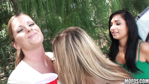 Shameless teen whores group sex party