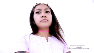 Saucy darkhaired babe Model copulated by long male stick in studio