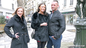 blond and brunette in action on sofa