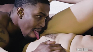 Slender blonde Ryan Keely gets pussy licked and fucked by black boyfriend