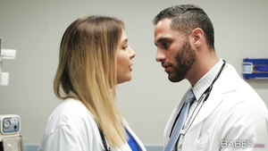 Buxom nurse Blair Williams blowjobs and fucks handsome doctor