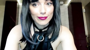 Black leather dress and hard nipples