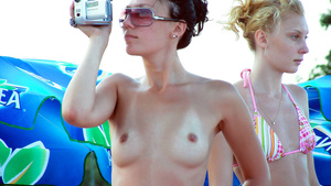 Nasty 18yo schoolgirl nudist girl have fun at the beach