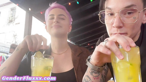 Tattooed amateur sex lesbian queer licks GFs slit at home