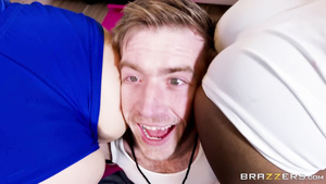 Danny has fun between two big bottoms