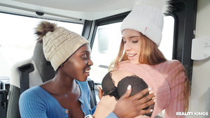 Horny vixens interracial threesome porn video