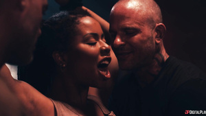 Horny ebony slut Kira Noir rough gangbang video