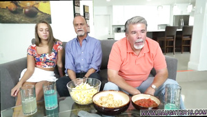 Eighteen Years Old bisexual Liza and Glen hit the bases