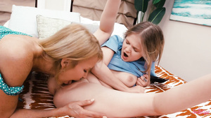 Naughty lesbo GILF and teen exciting sex scene