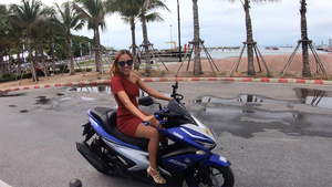 Horny booty Thai GF motobike ride and fornicate