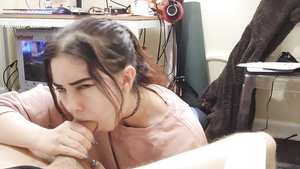 Perverted hussy thrilling handjob and blowjob clip