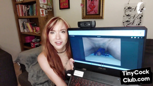 Inked ginger femdom ridiculing tiny prick