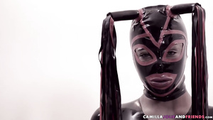 hot Ebony shemale in latex