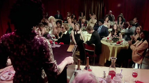 Glam audience stays after concert and dinner to gangbang