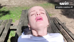 Hotwife's Forest Adventure Turns into Risky Oral Bliss