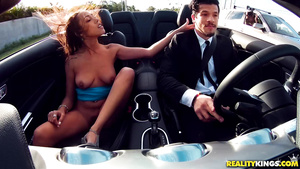 Posh hottie gets her pussy ruined on a hood of a posh car